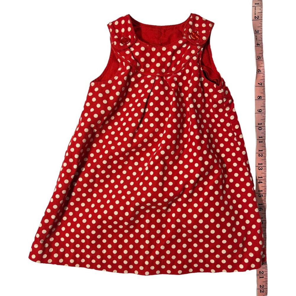 Boutique Corduroy Red Polka Dot Pleated Dress 2 Toddler